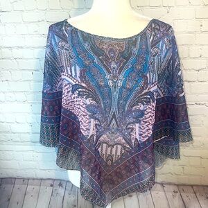 COPY - XL Crepey semi sheer fabric. Paisley print. Cape/shawl. Wear over anothe…